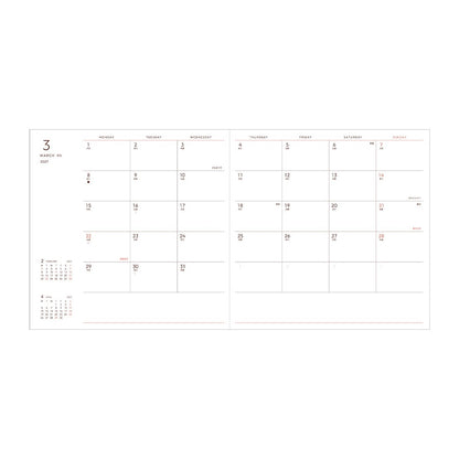 Salmon Pink, funlog planner 2027 PU Sewing Cover, Weekly Block, Square 148