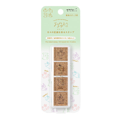 Animal Poses, Yuru Log Pre-inked Stamp