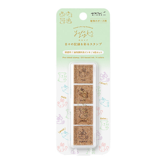 Animal Poses, Yuru Log Pre-inked Stamp