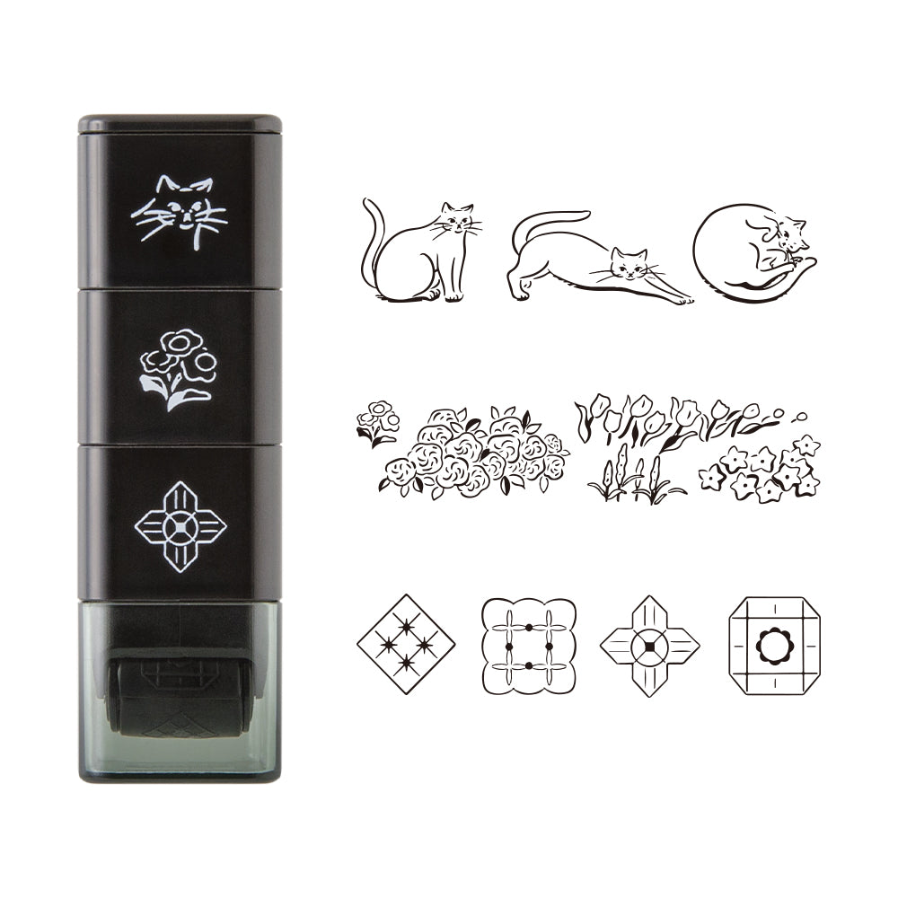 貓和風景｜手繪浸透滾輪印章