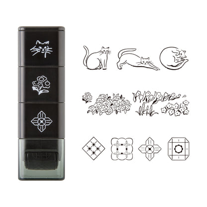 貓和風景｜手繪浸透滾輪印章