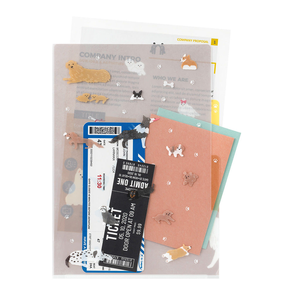 Dog A, A4, 3 Pockets Clear Folder