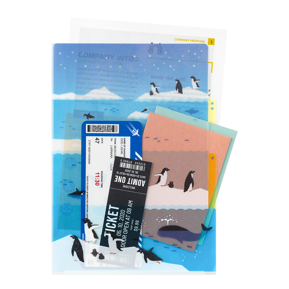 Sea Creatures, A4, 3 Pockets Clear Folder