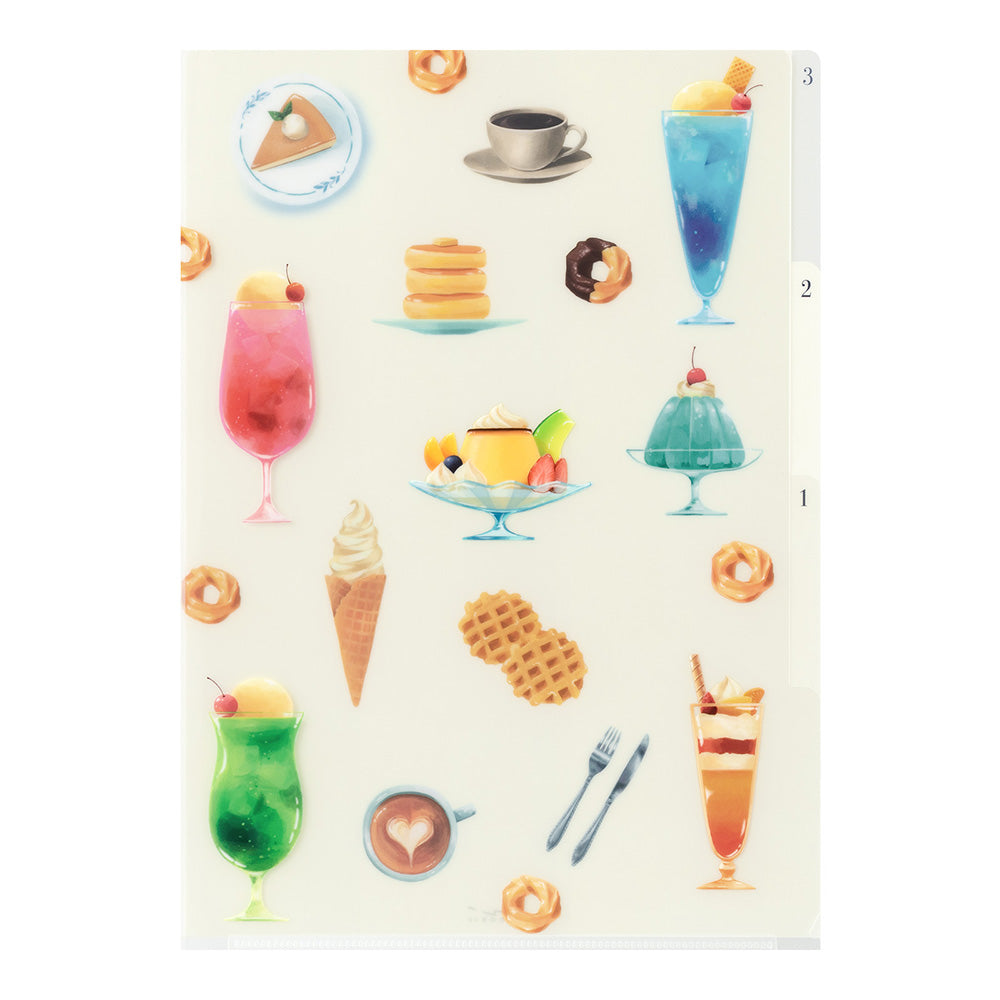 Cafe, A4, 3 Pockets Clear Folder