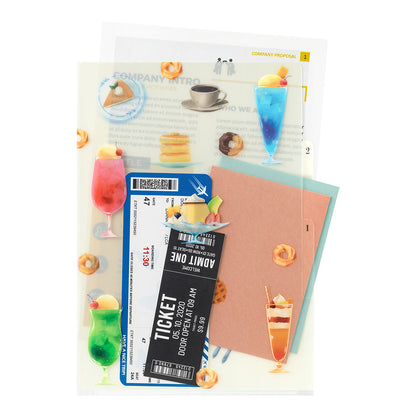 Cafe, A4, 3 Pockets Clear Folder