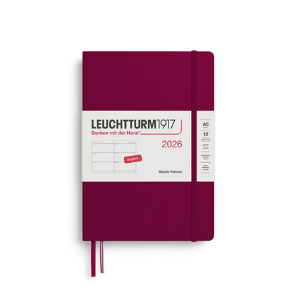 Weekly Planner 2026, Medium (A5), Port Red Hardcover