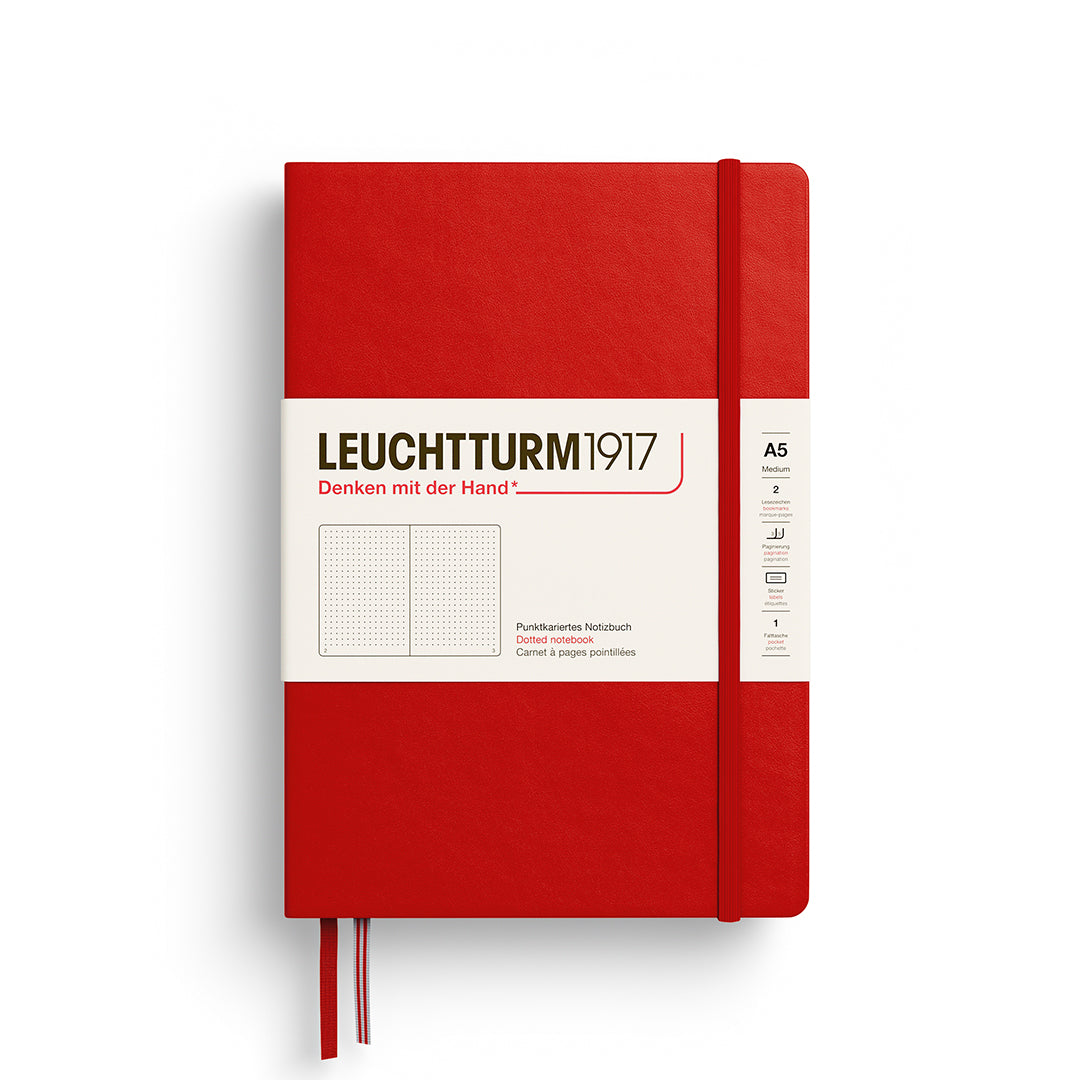 LEUCHTTURM1917, Dotted A5 (Medium) Hardcover, Cherry Colour, Notebook Classic