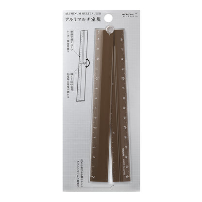 Brown Aluminium Multi Ruler 30cm