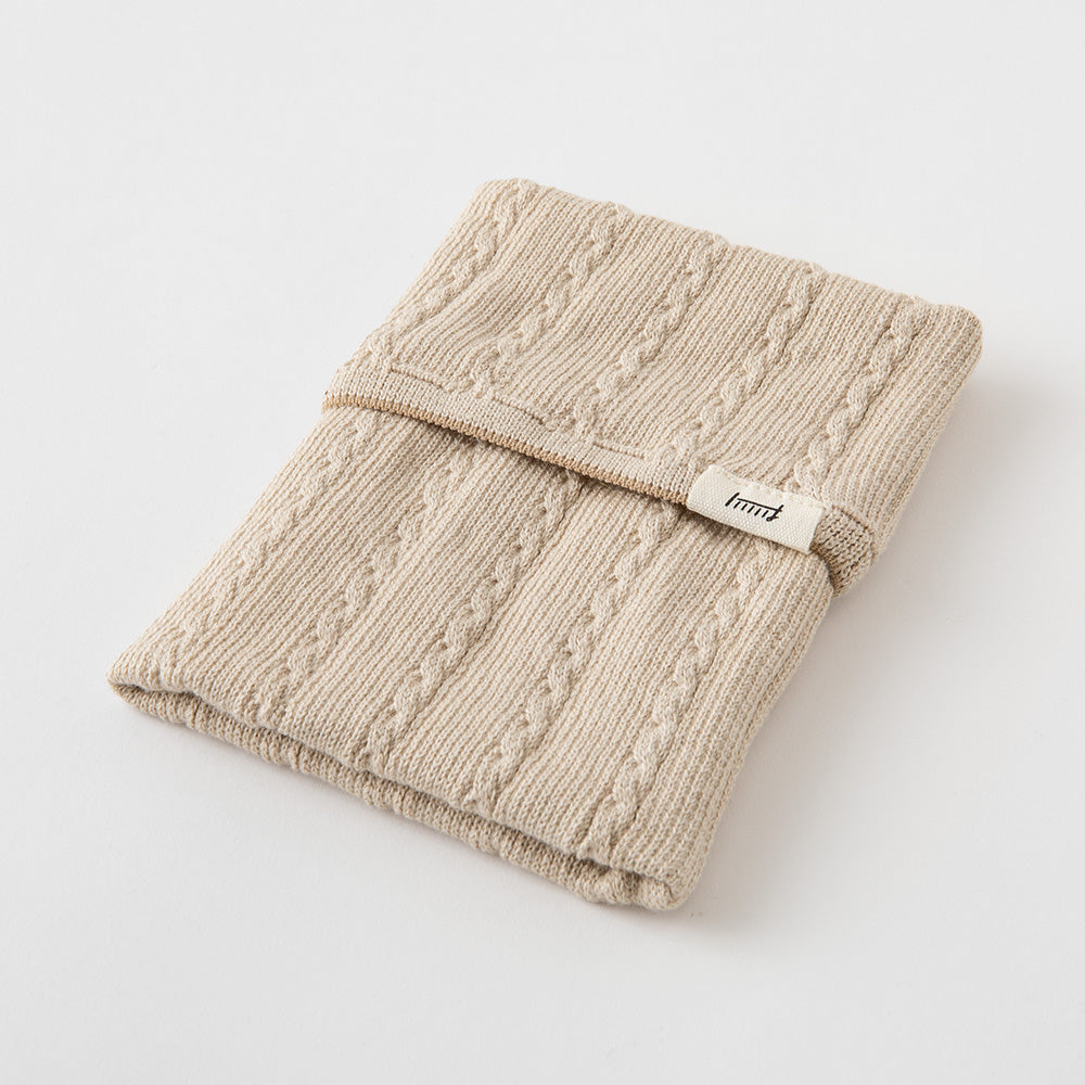 Beige A, Knitted Book Band with Pockets, A6 ～ B6
