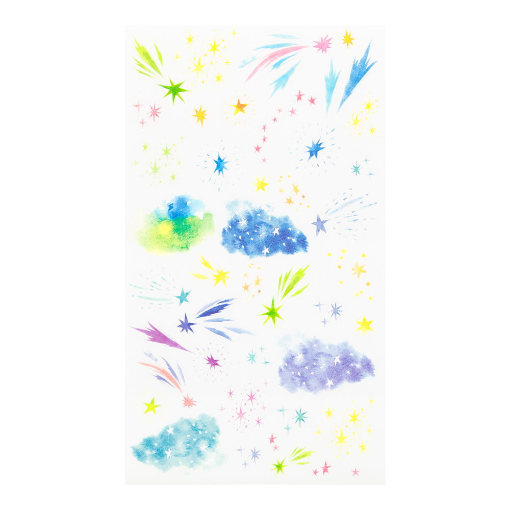 midori, Watercolor Starry Sky, Transfer Sticker for Journaling