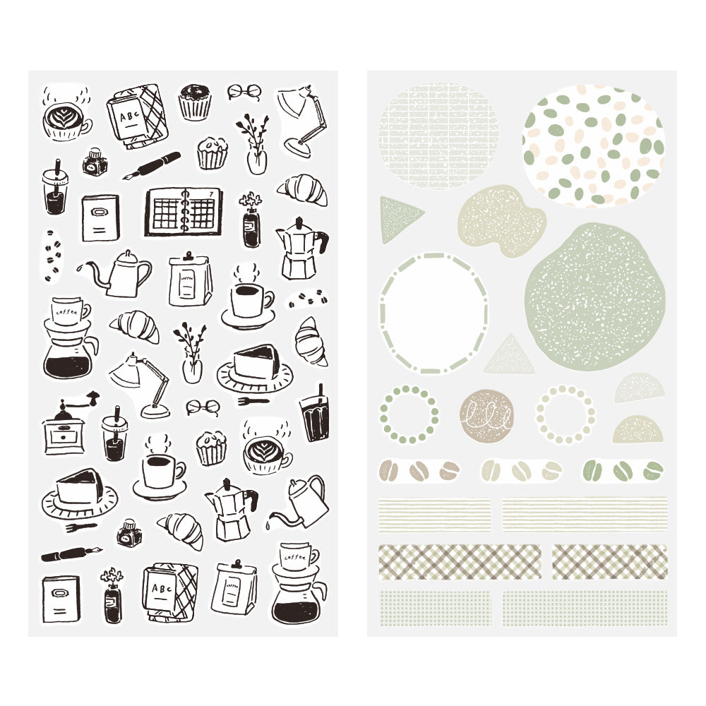 midori, Monotone Cafe, Sticker Collection - Two Sheets
