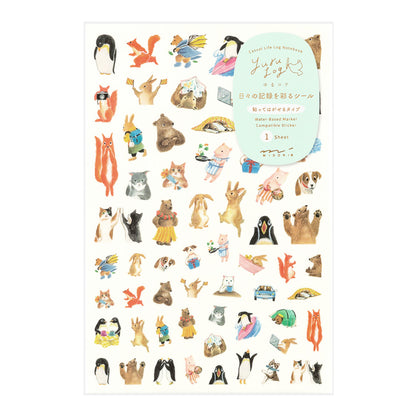 Animal, 1 Sheet Sticker, Yuru Log