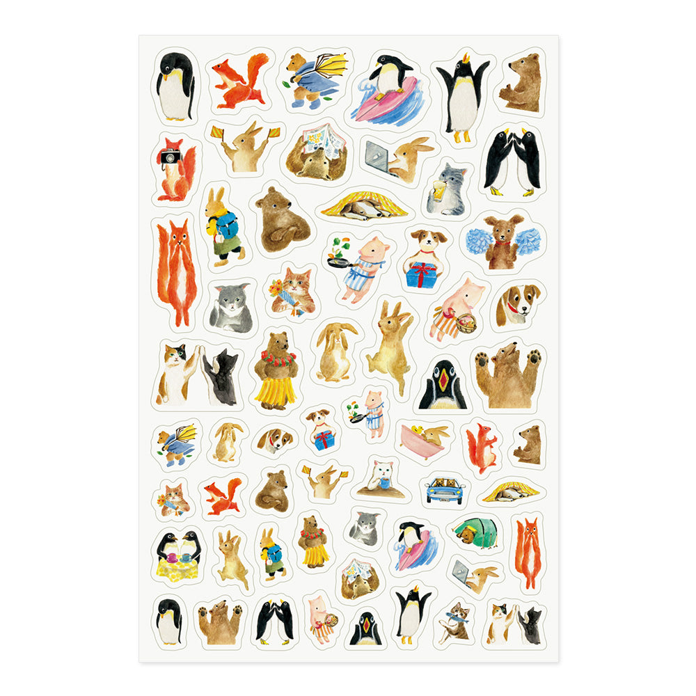 Animal, 1 Sheet Sticker, Yuru Log