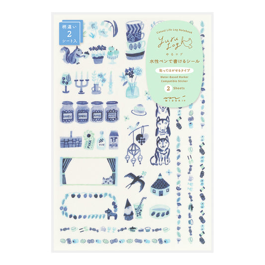 Blue Nordic, 2 Sheets Sticker, Yuru Log