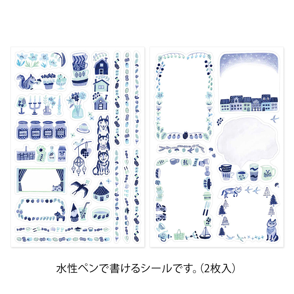 Blue Nordic, 2 Sheets Sticker, Yuru Log