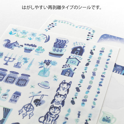 Blue Nordic, 2 Sheets Sticker, Yuru Log