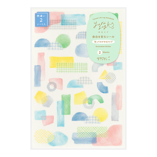 Collage Watercolor Motif, 2 Sheets Sticker, Yuru Log