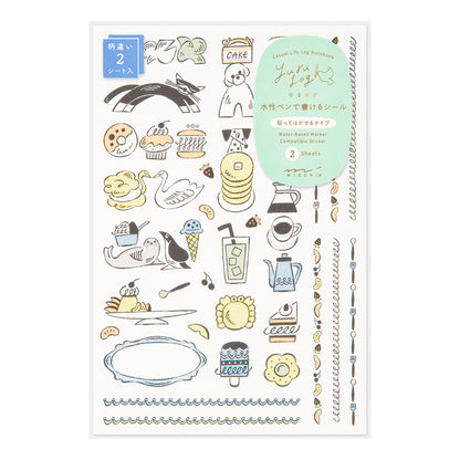 Sweets & Animals, 2 Sheets Sticker, Yuru Log