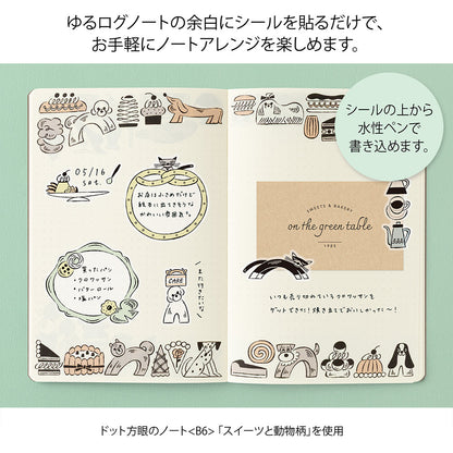 Sweets & Animals, 2 Sheets Sticker, Yuru Log