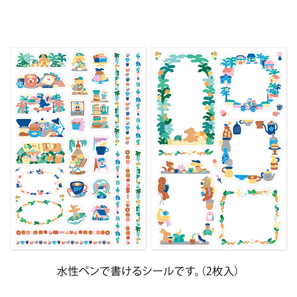 Coffee Shop, 2 Sheets Sticker, Yuru Log
