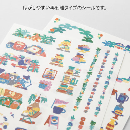 Coffee Shop, 2 Sheets Sticker, Yuru Log