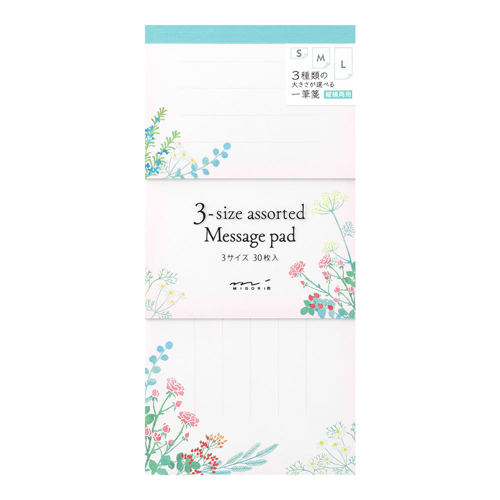 midori, Bouquet, 3-size Assorted Message Pad