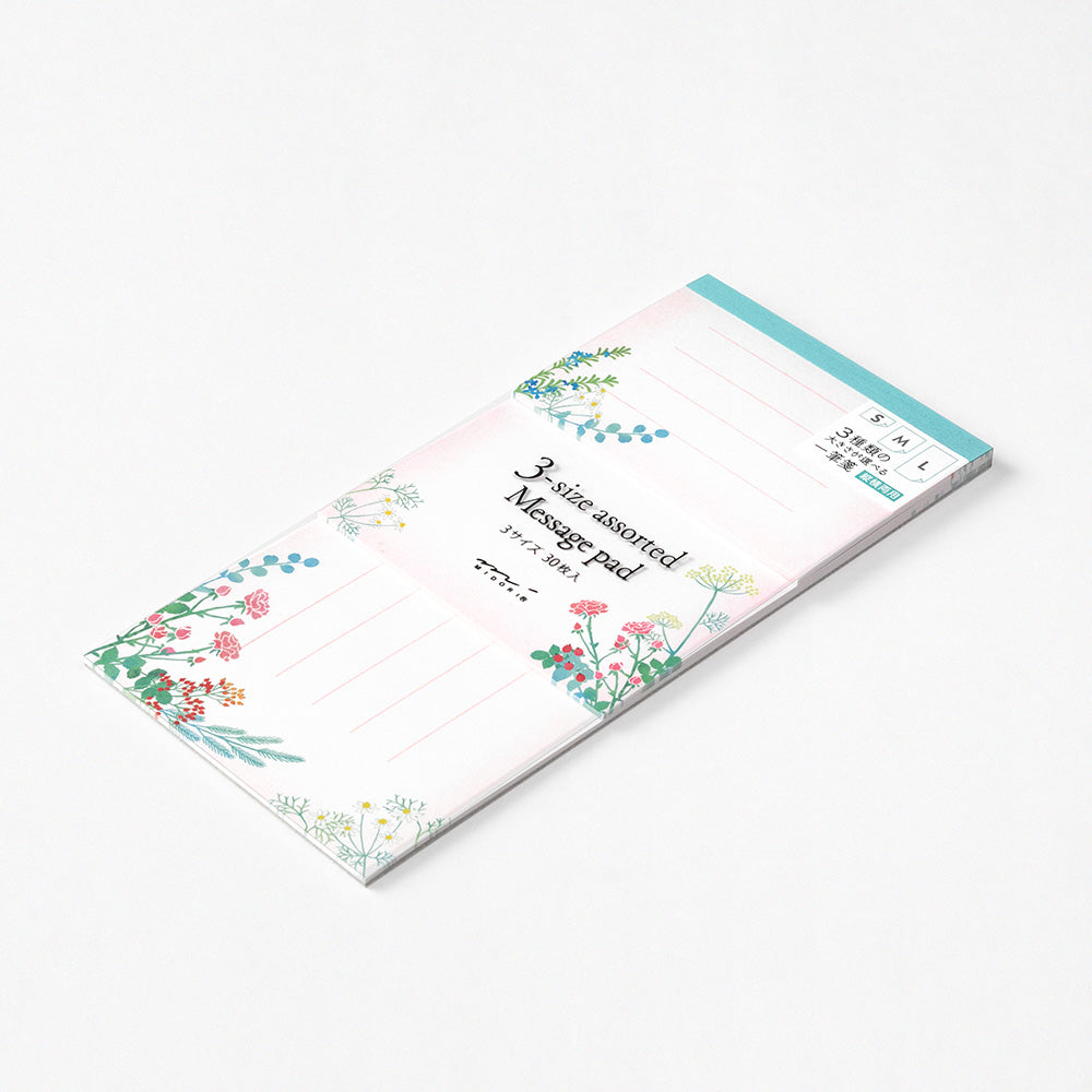 midori, Bouquet, 3-size Assorted Message Pad