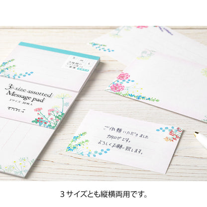 midori, Bouquet, 3-size Assorted Message Pad
