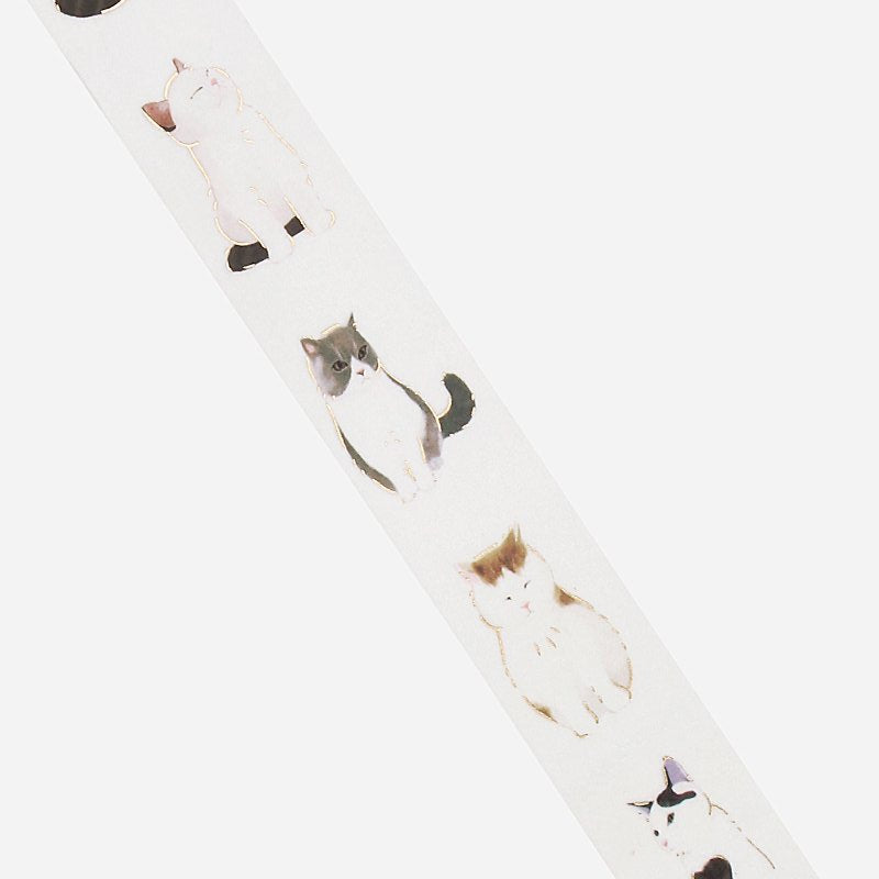 BGM, Sitting Cat, Washi Tape Foil Stamping, 20mm x 5m