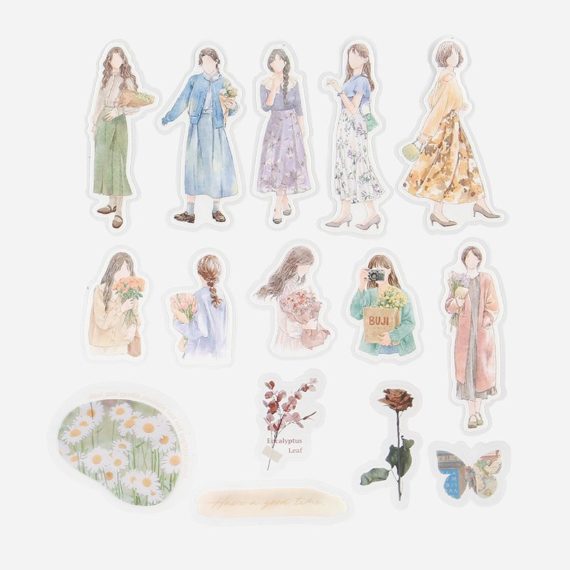 BGM, Watercolor Character．Flower, Coordinate Stickers