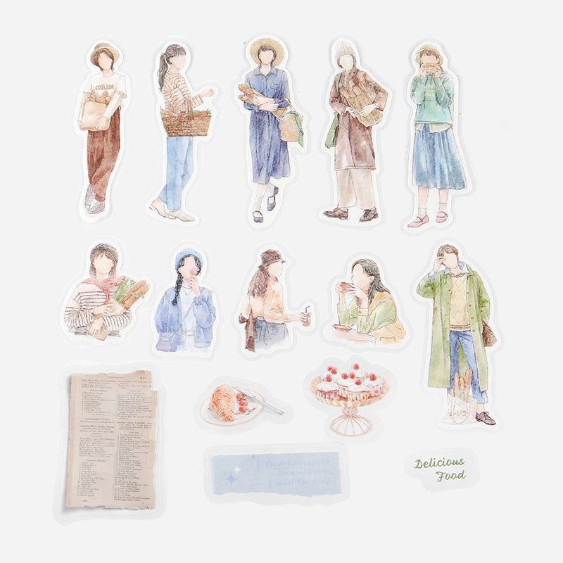 BGM, Watercolor Character．Bakery, Coordinate Stickers