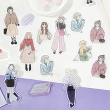 Load image into Gallery viewer, BGM, Line-Drawing Character．Young Girl, Coordinate Stickers
