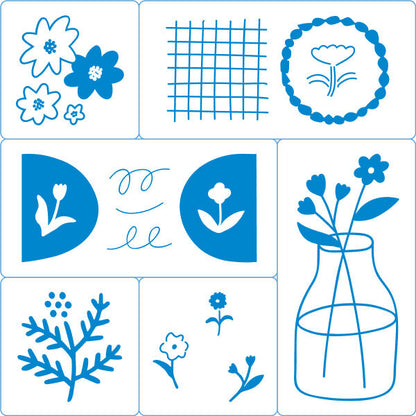 Flower Set, Kori Jirushi (氷印), Transparent Stamp Set of 6 Stamps