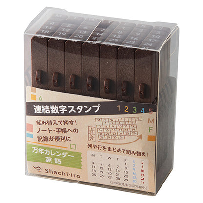Shachihata, English Perpetual Calendar, Connecting Number Stamp