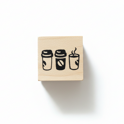 Three Takeout Coffee, Rubber Stamp