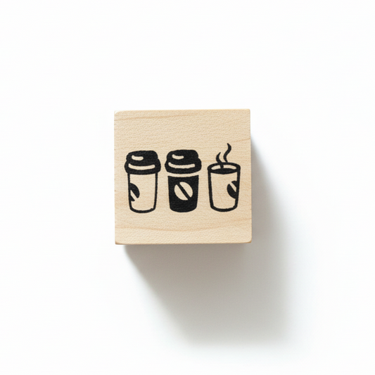 Three Takeout Coffee, Rubber Stamp