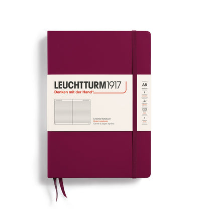 LEUCHTTURM1917, Lined A5 (Medium) Hardcover, Port Red Colour, Notebook Classic