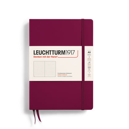 LEUCHTTURM1917, Dotted A5 (Medium) Hardcover, Port Red Colour, Notebook Classic