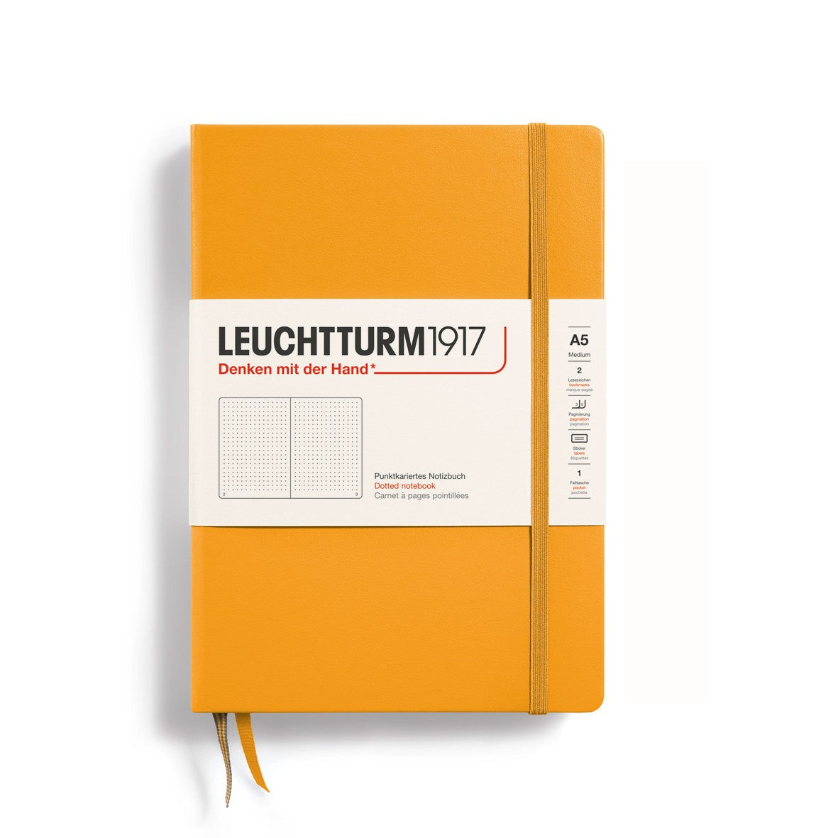 LEUCHTTURM1917, Dotted A5 (Medium) Hardcover, Rising Sun Colour, Notebook Classic