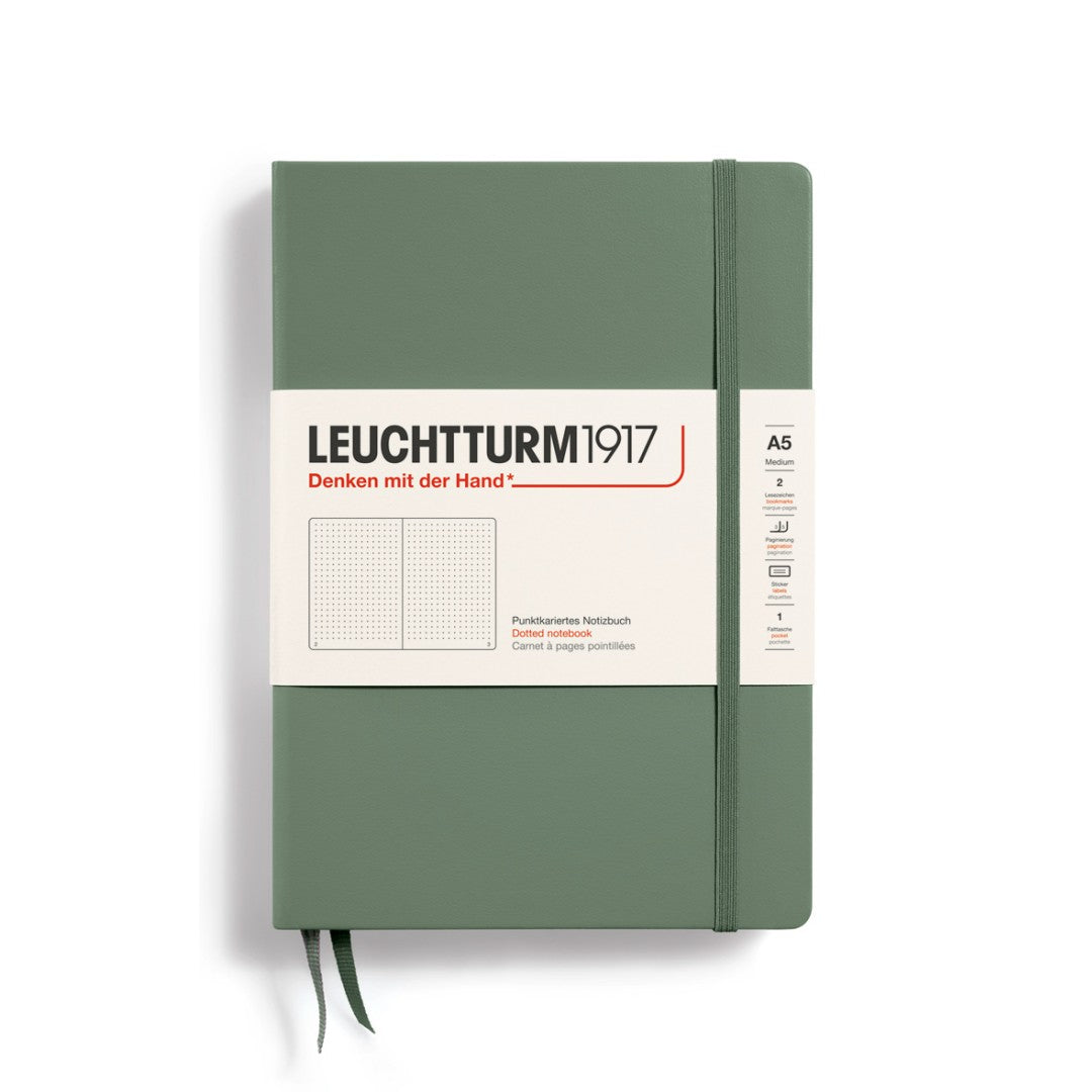 LEUCHTTURM1917, Dotted A5 (Medium) Hardcover, Olive Colour, Notebook Classic