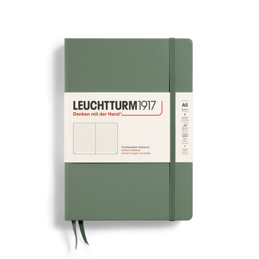 LEUCHTTURM1917, Dotted A5 (Medium) Hardcover, Olive Colour, Notebook Classic