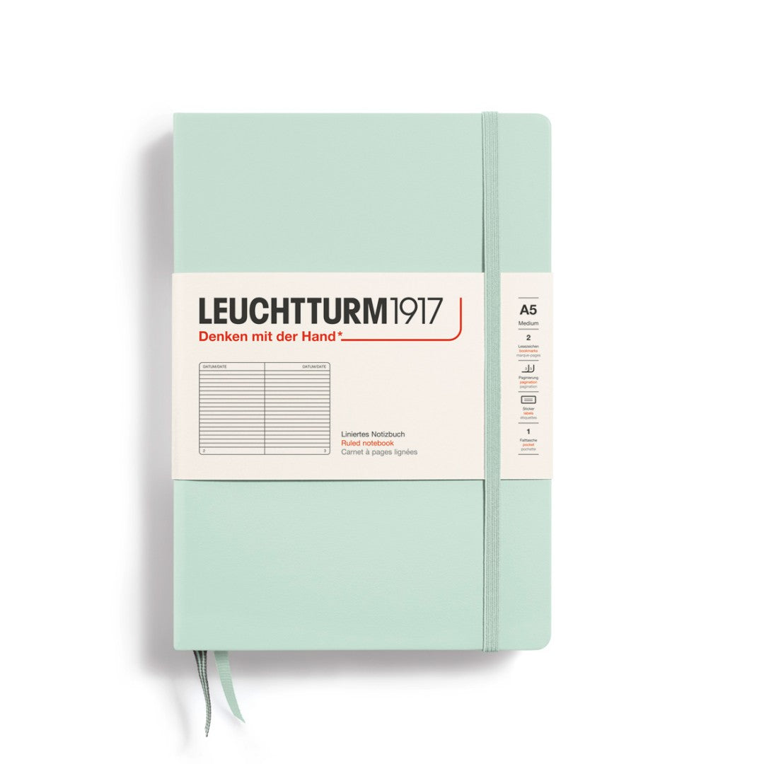 LEUCHTTURM1917, Lined A5 (Medium) Hardcover, Mint Green Colour, Notebook Classic