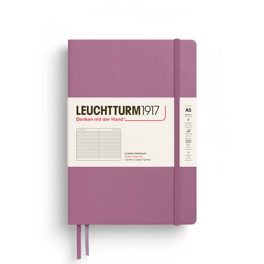 LEUCHTTURM1917, Ruled A5 (Medium) Hardcover, Dusty Rose Colour, Notebook Classic