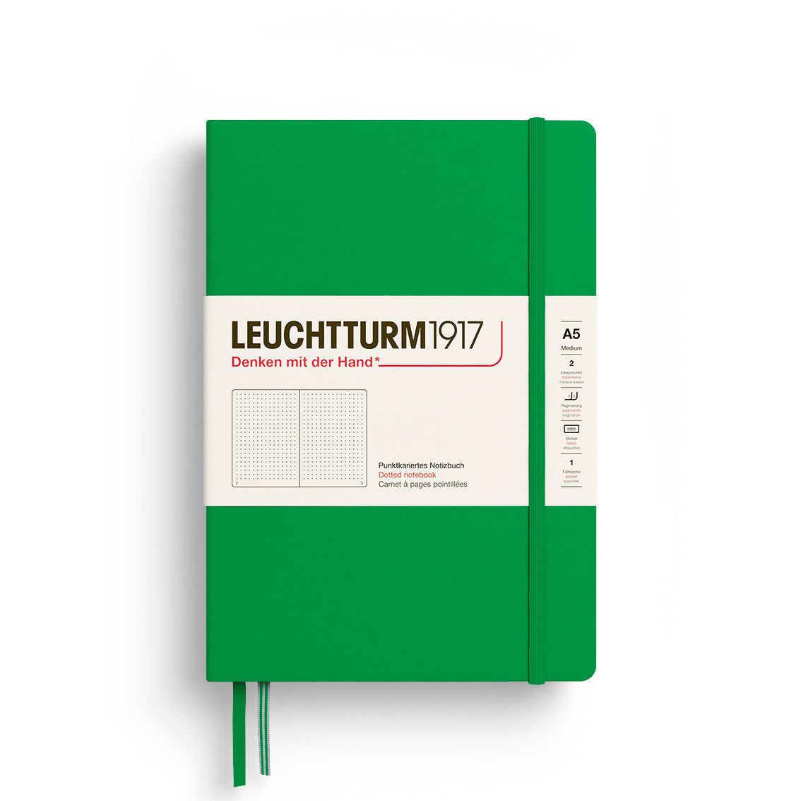LEUCHTTURM1917, Dotted A5 (Medium) Hardcover, Spring Leaf Colour, Notebook Classic