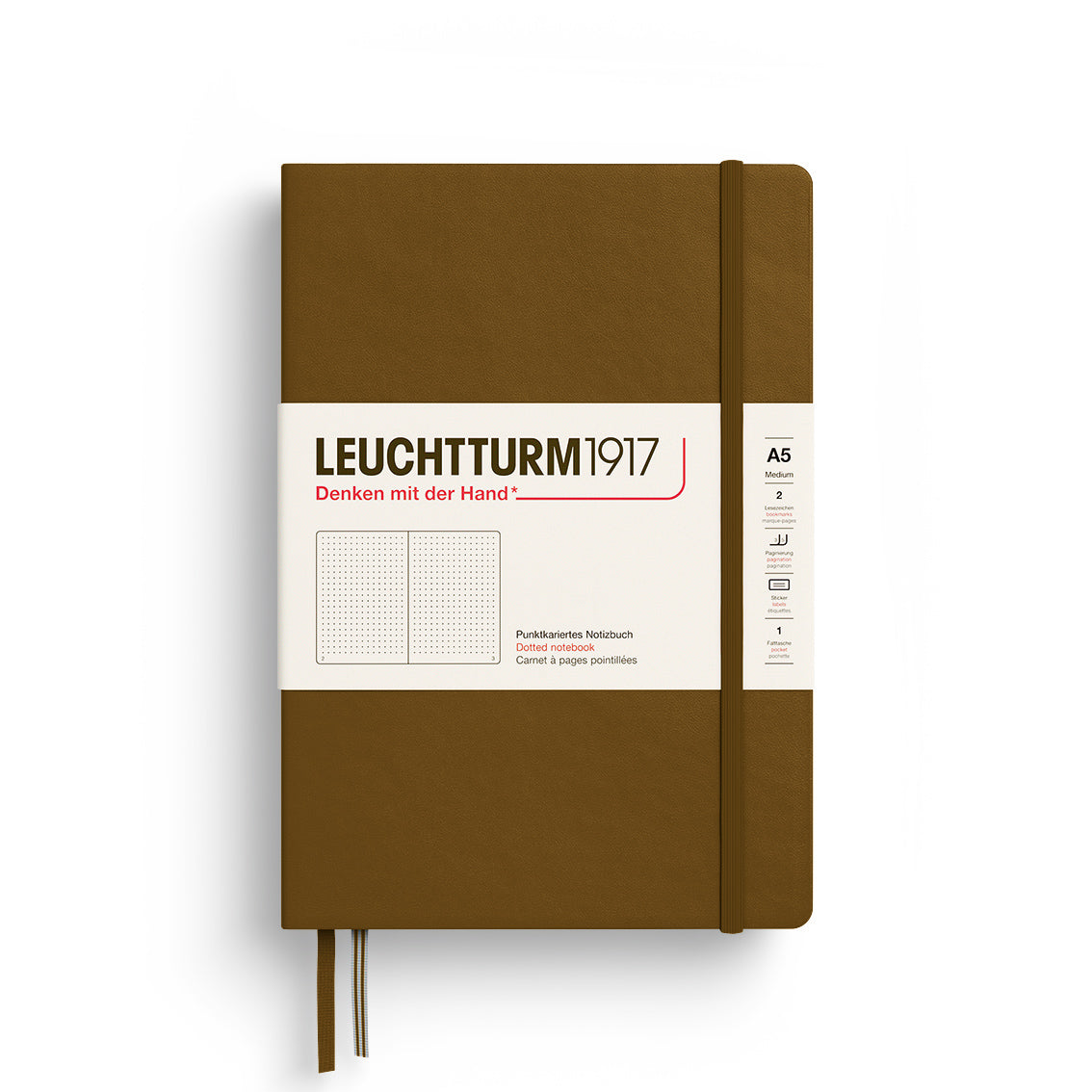 LEUCHTTURM1917, Dotted A5 (Medium) Hardcover, Spice Brown Colour, Notebook Classic