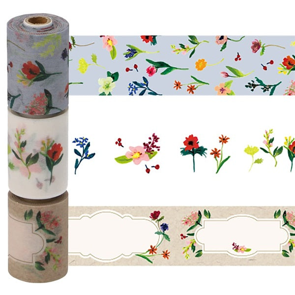 花｜masté｜紙膠帶 3卷組｜21mm x 2m