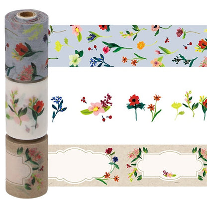 花｜masté｜紙膠帶 3卷組｜21mm x 2m