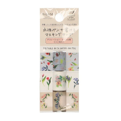 花｜masté｜紙膠帶 3卷組｜21mm x 2m