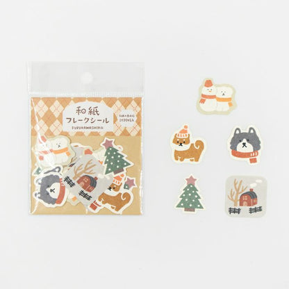 Dog and Snow, Washi Flake Stickers