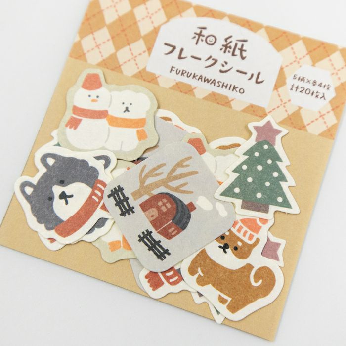 Dog and Snow, Washi Flake Stickers